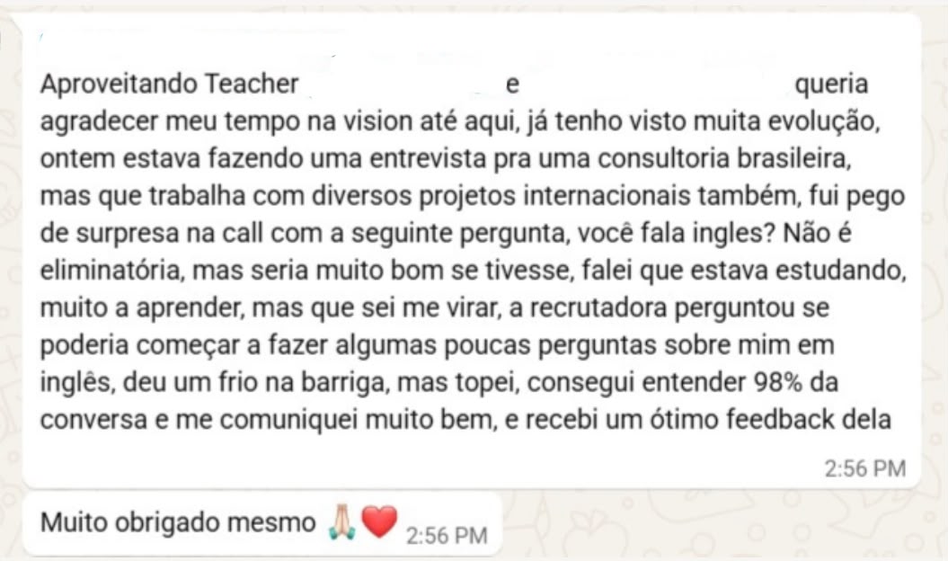 Depoimento de aluno Vision Institute
